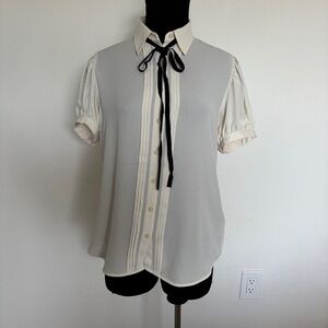 Lauren Ralph Lauren Crinkle Georgette Puff-Sleeve Shirt